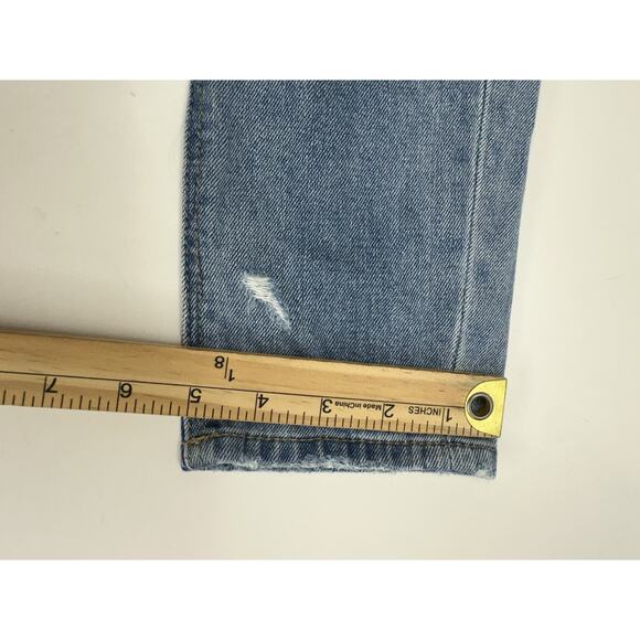 American Eagle Womens Jeans Size 00 Mom Jean Two Tone Distressed Denim - Picture 12 of 13